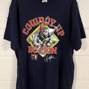 Boston Red Sox Shirt Mens XL Blue Short Sleeve Crew Neck Cowboy Up